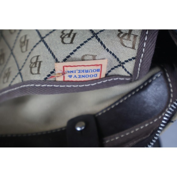 Dooney & Bourke Tote Womens Large Beige Monogram Canvas Leather Shoulder Handbag - Picture 8 of 9